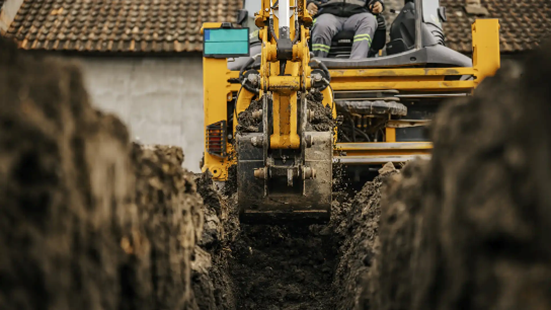 Excavation around a foundation to prepare for underpinning